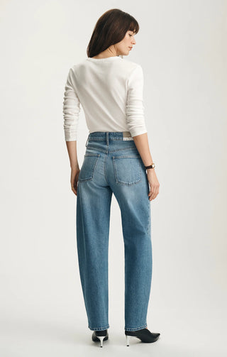 Nica Crop High Rise Crop Barrel - Light Brushed Classic Blue