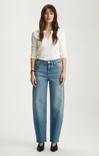 Nica Crop High Rise Crop Barrel - Light Brushed Classic Blue