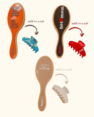 Kaxi Mom Hair Brush + Midi Claw Clip Set