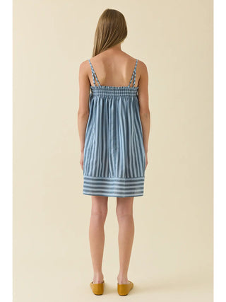 Bluebell Coastal Smocked Stripe Cami Dress - Blue Stripe