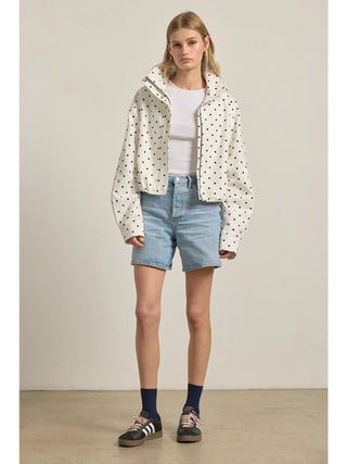 Audrey Polka Dot High Neck Drawstring Jacket