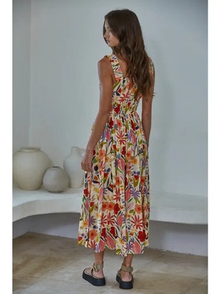 Ella Floral Printed Dress - Desert Tan Multi