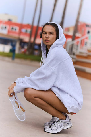 Final Call Zip Up - White Heather Grey // Free People