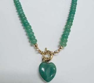 Jade Green Heart Beaded Necklace