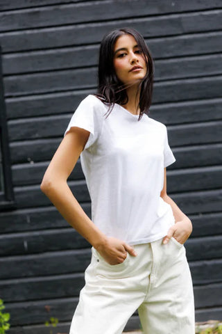 Lisa Recycled Cotton SS Vintage Crew - White // Perfect White Tee