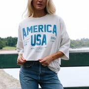 Welcome to America Crop Jumper - Pebble Heather