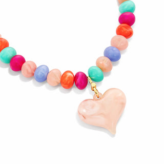Rainbow Beaded Detachable Heart Necklace