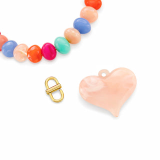 Rainbow Beaded Detachable Heart Necklace