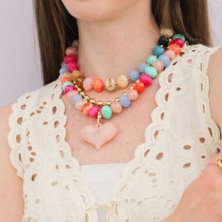 Rainbow Beaded Detachable Heart Necklace