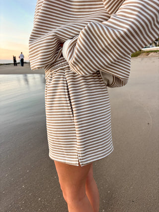 Brown & White Big Striped Shorts