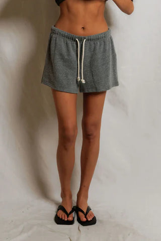 Layla French Terry Sweat Shorts - Dark Heather Grey // Perfect White Tee