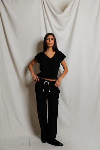 Shakira Japanese Structured Pant - True Black // Perfect White Tee