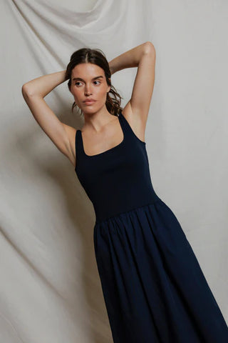 Fabiola Poplin Tank Mini Dress - Navy // Perfect White Tee