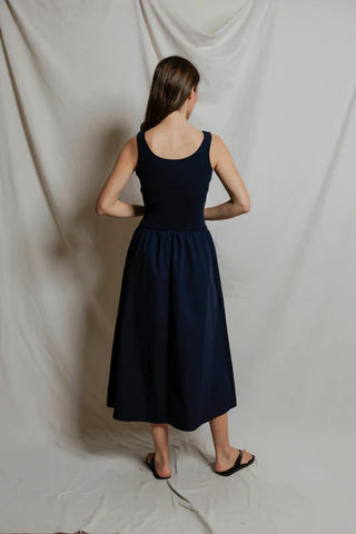 Fabiola Poplin Tank Mini Dress - Navy // Perfect White Tee