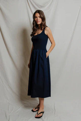 Fabiola Poplin Tank Mini Dress - Navy // Perfect White Tee