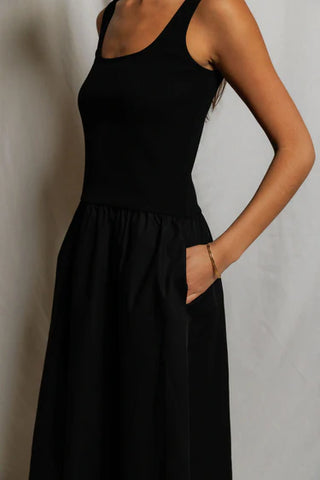 Fabiola Poplin Tank Mini Dress - True Black // Perfect White Tee