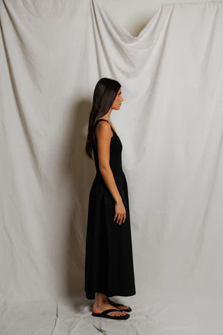 Fabiola Poplin Tank Mini Dress - True Black // Perfect White Tee