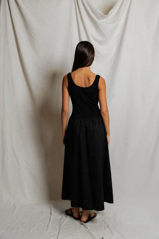 Fabiola Poplin Tank Mini Dress - True Black // Perfect White Tee