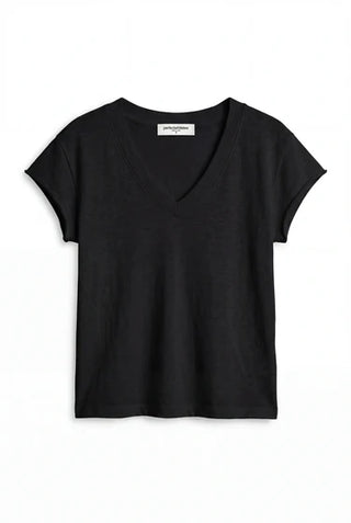 Pearl Japanese Jersey V Neck Tee - True Black // Perfect White Tee