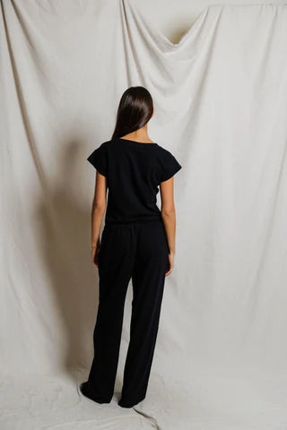 Pearl Japanese Jersey V Neck Tee - True Black // Perfect White Tee
