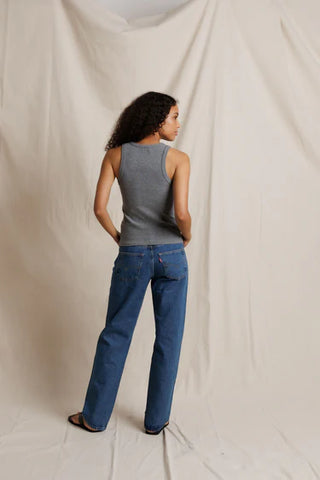 Daphne Heavy Rib High Neck Tank - Dark Heather Grey // Perfect White Tee
