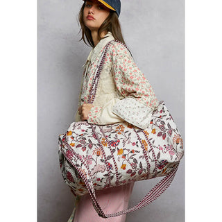 Ivory Multi - Front Pocket Quilted Adjustable Strap Bag
