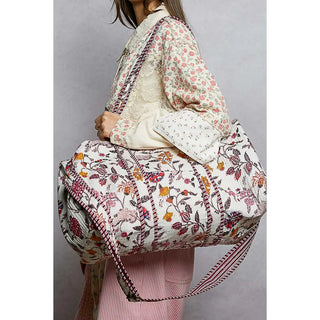 Ivory Multi - Front Pocket Quilted Adjustable Strap Bag