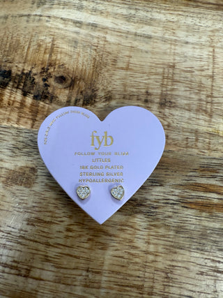 Petite Pave Heart Studs