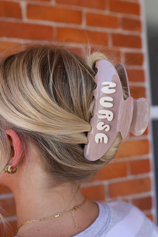 Nurse 3D Acetate Claw - Oversized - Brown & Cream // Kaxi