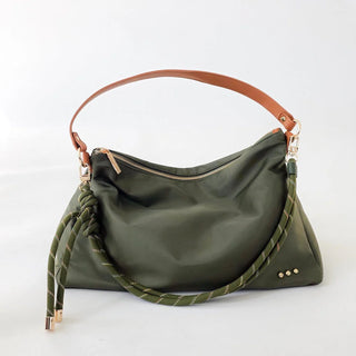 Nikki Nylon Slouchy Shoulder Bag - Olive