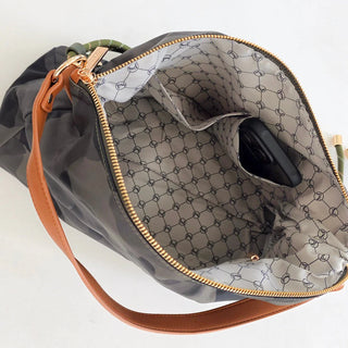 Nikki Nylon Slouchy Shoulder Bag - Olive
