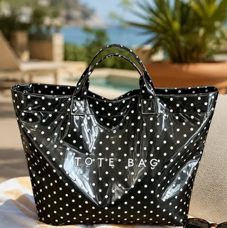 Black & White Polka Dot Vinyl Tote Bag