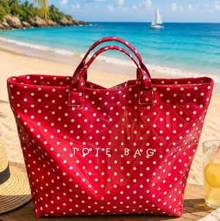 Red & White Polka Dot Vinyl Tote Bag