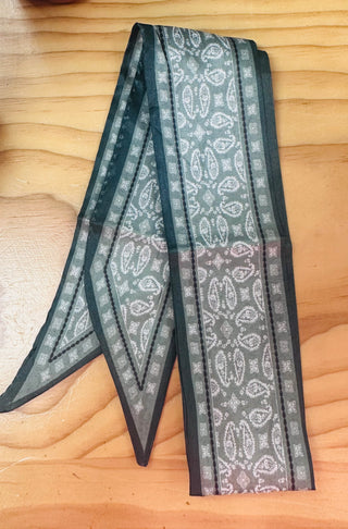 Twilly Small Satin Scarf - Green Paisley