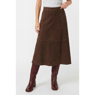 Ava Suede A-Line Midi Skirt - Espresso
