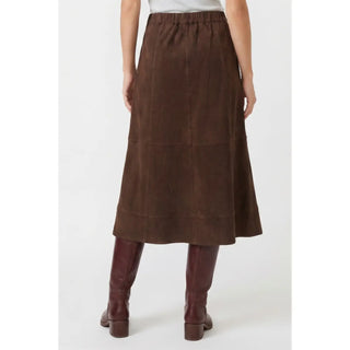 Ava Suede A-Line Midi Skirt - Espresso