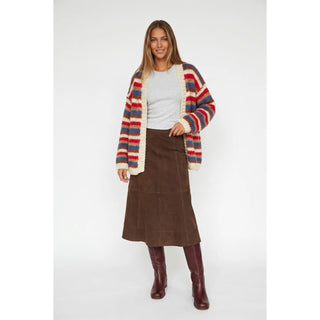 Ava Suede A-Line Midi Skirt - Espresso