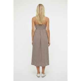 Michelle Gingham Midi Dress - Choco/Cream