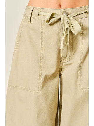 Casey Utility Barrel Tie Waist Pants - Olive