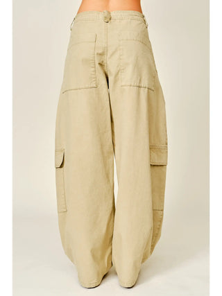 Casey Utility Barrel Tie Waist Pants - Olive
