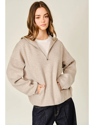 Avery Half Zip Pullover - Mocha