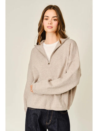 Avery Half Zip Pullover - Mocha