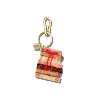 Hand-Painted Bow Bookstack Bag Charm + Keychain