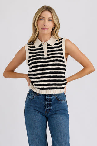 Whitfield Polo Vest - Cream Combo // Stitches & Stripes