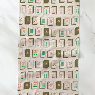 Mahjong Flower Tiles Tea Towel - Geometry