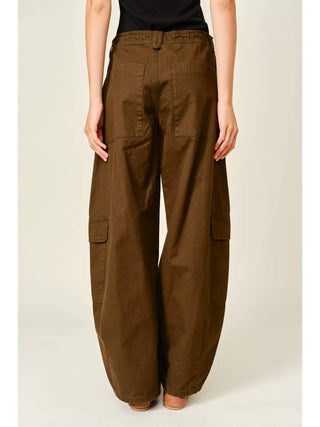 Casey Utility Barrel Tie Waist Cargo Pants - Kahki