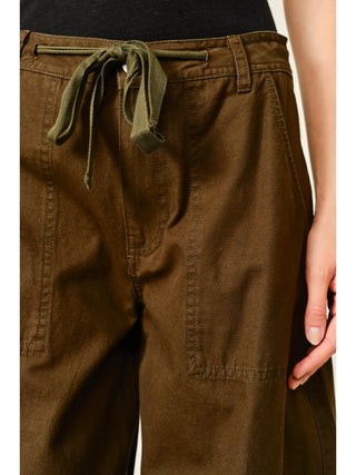 Casey Utility Barrel Tie Waist Cargo Pants - Kahki