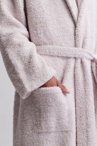 CozyChic Adult Robe - Heathered Stone/White