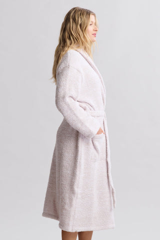 CozyChic Adult Robe - Heathered Stone/White
