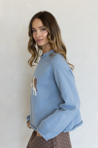 Cow Sweater - Dusty Blue